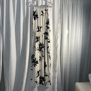 H&M Cream and Black Floral Print Maxi Dress